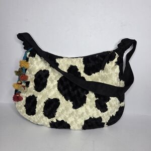 Atenti Curly Cow Black and White Shoulder Bag